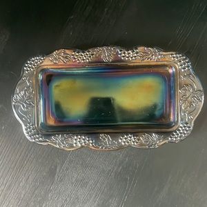 Carnival glass butter dish